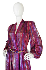 1970s Striped Metallic Victor Costa Wrapped Maxi Dress – Shrimpton Couture