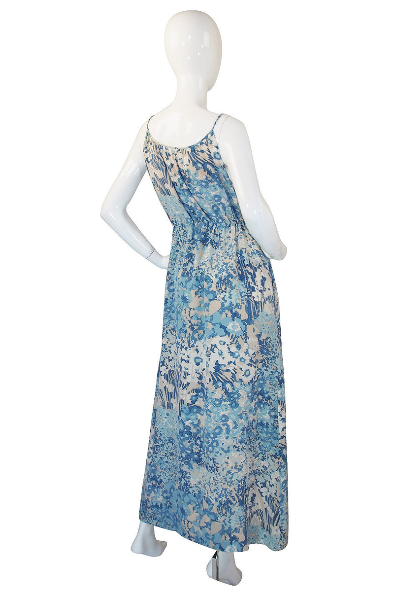 1970s Oscar De La Renta Blue Silk Print Dress – Shrimpton Couture