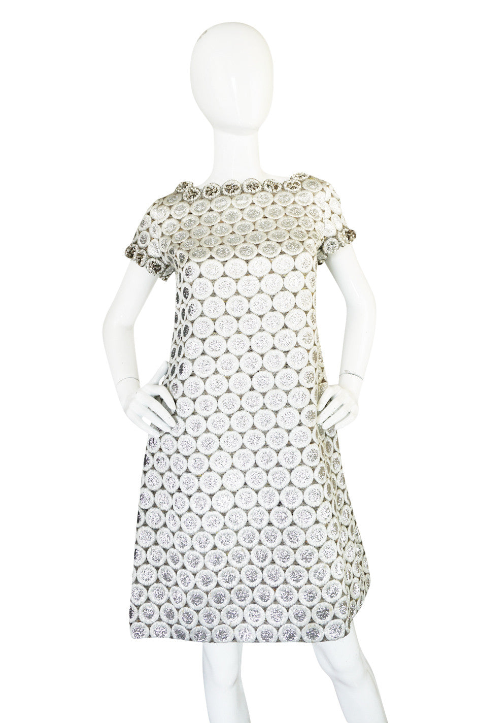 c1966 Numbered Christian Dior Boutique Silver Bead Shift Dress ...