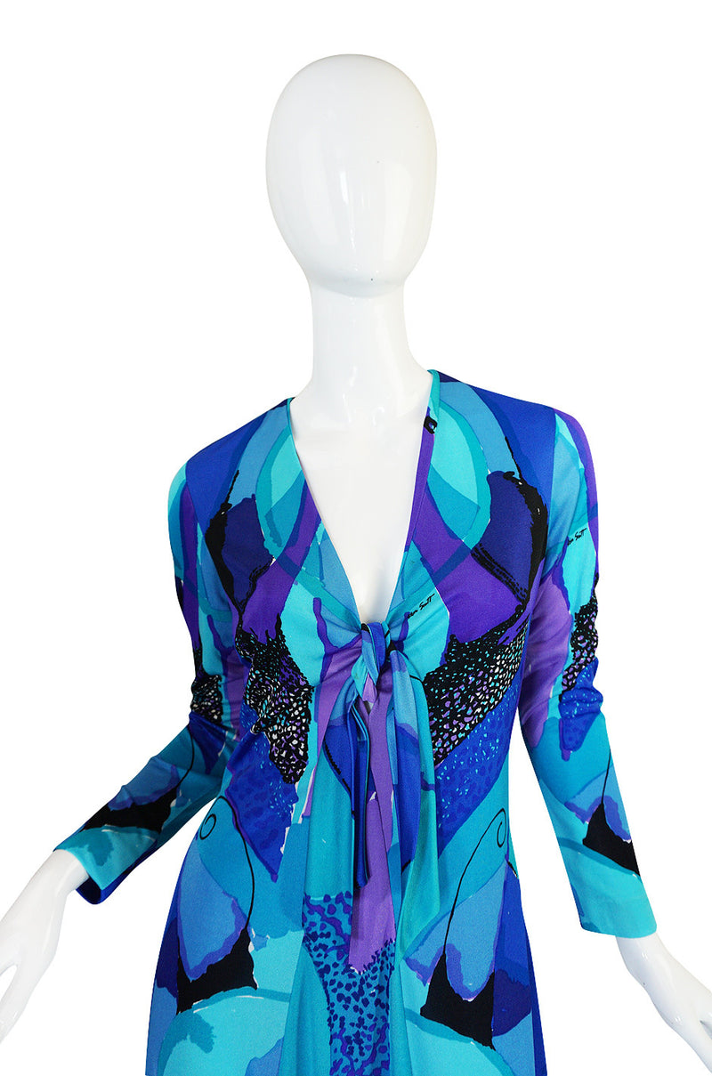 1960s Ocean Blues Ken Scott Hand Printed Jersey Dress – Shrimpton Couture
