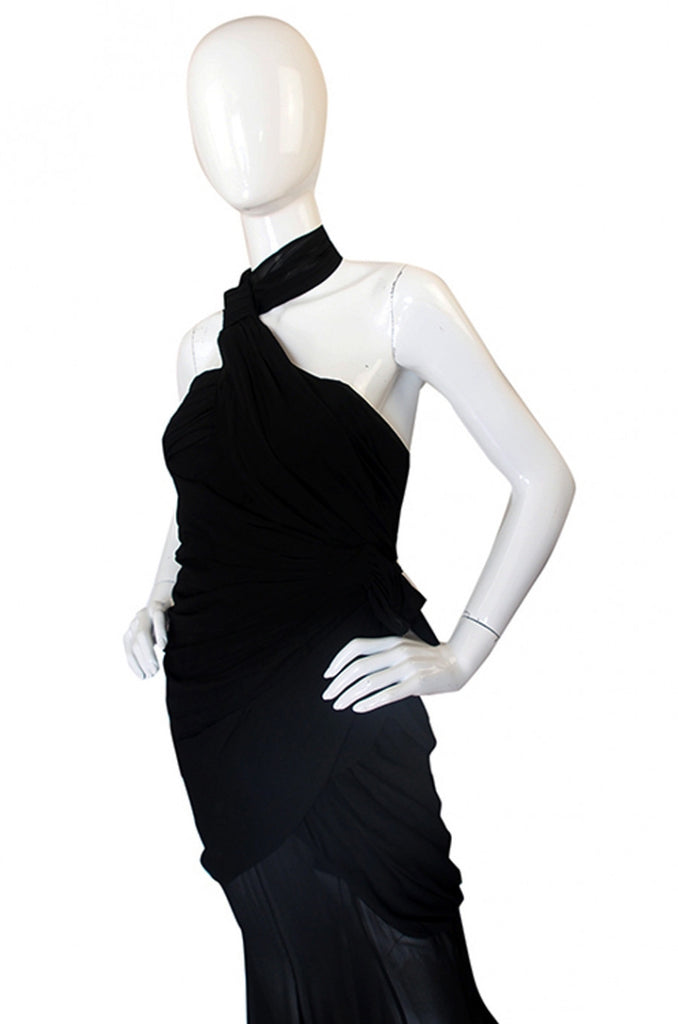 Rare 1980s Thierry Mugler One Shoulder Silk & Sheer Dress ...