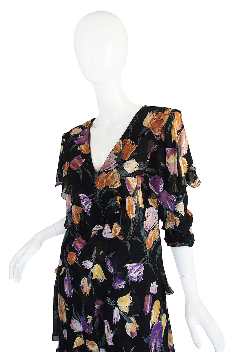 1970s Holly Harp Tiered Silk Print Dress – Shrimpton Couture