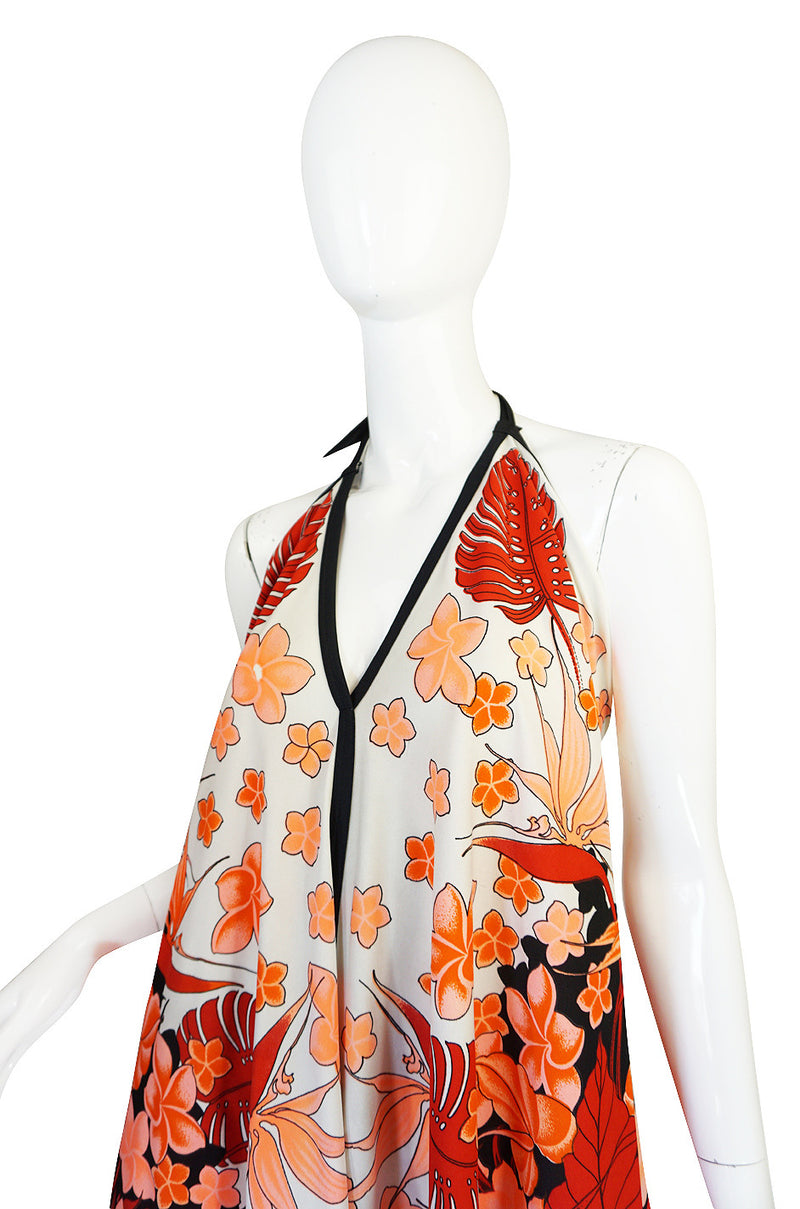 1960s Alfred Shaheen Vivid Coral Print Halter Dress – Shrimpton Couture