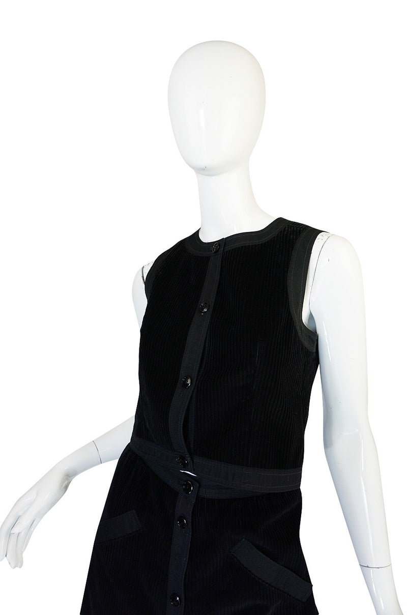 1960s Andre Courreges Black Courduroy Vest & Skirt Set – Shrimpton Couture