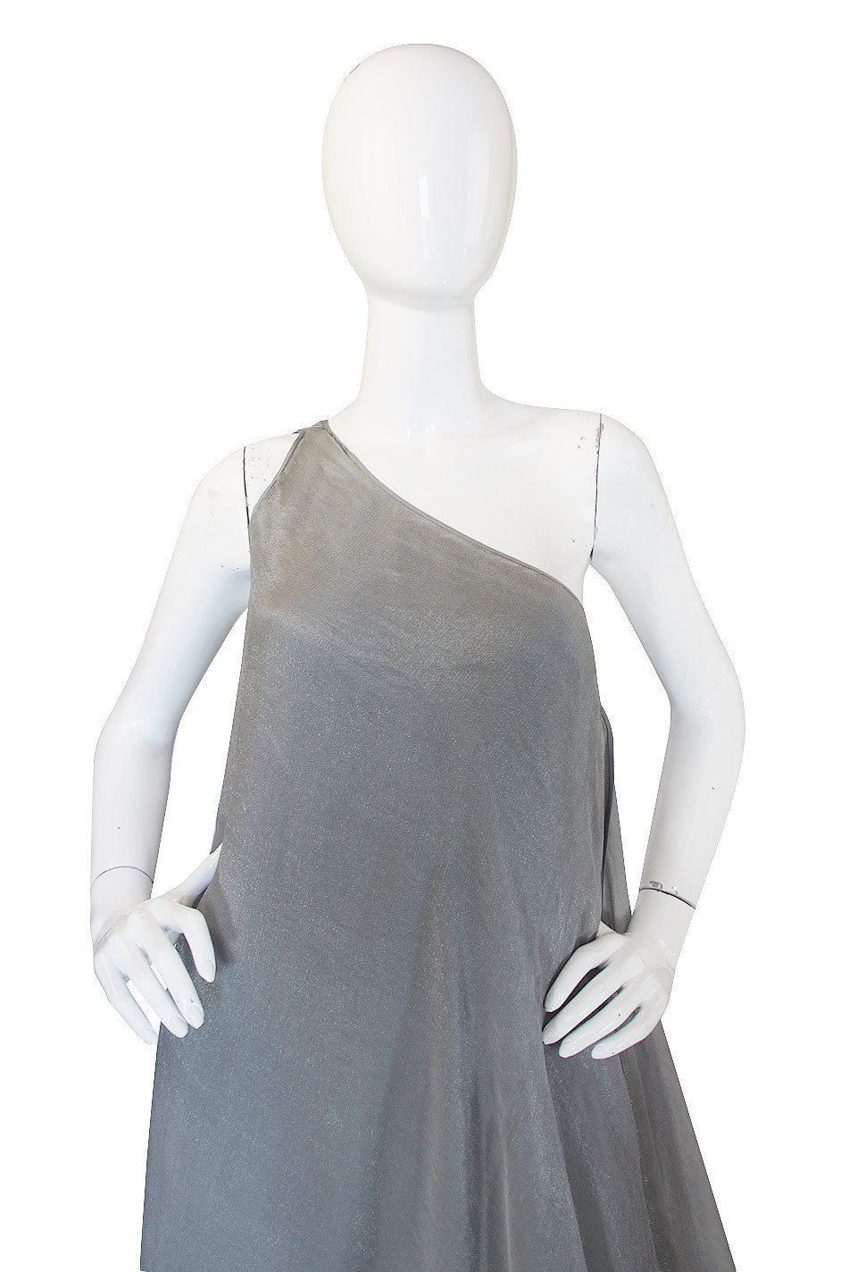 1980s Donna Karan Silver One Shoulder Gown – Shrimpton Couture