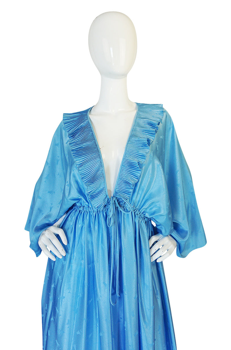 1970s Zandra Rhodes Blue Lingerie Plunging Caftan Dress – Shrimpton Couture