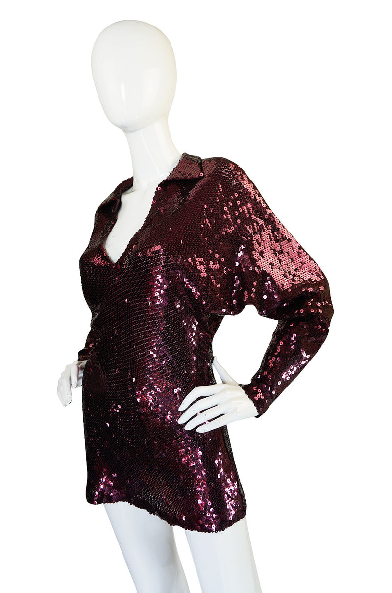 1970s Halston Burgundy Sequin Tunic or Mini Dress – Shrimpton Couture