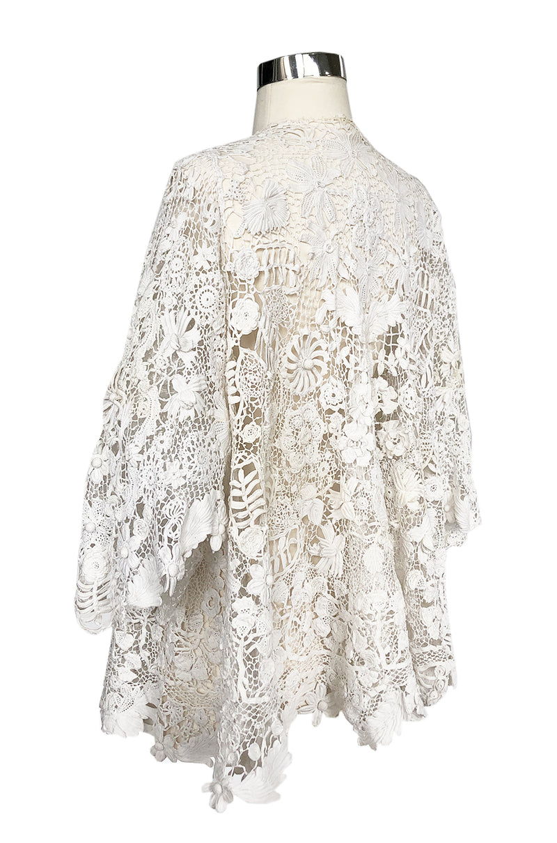 c.1900s Antique Handmade White 3D Floral Irish Crochet Lace Jacket ...