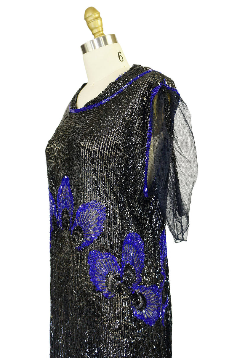 1920s Blue Peacock Sequin Flapper Dress – Shrimpton Couture