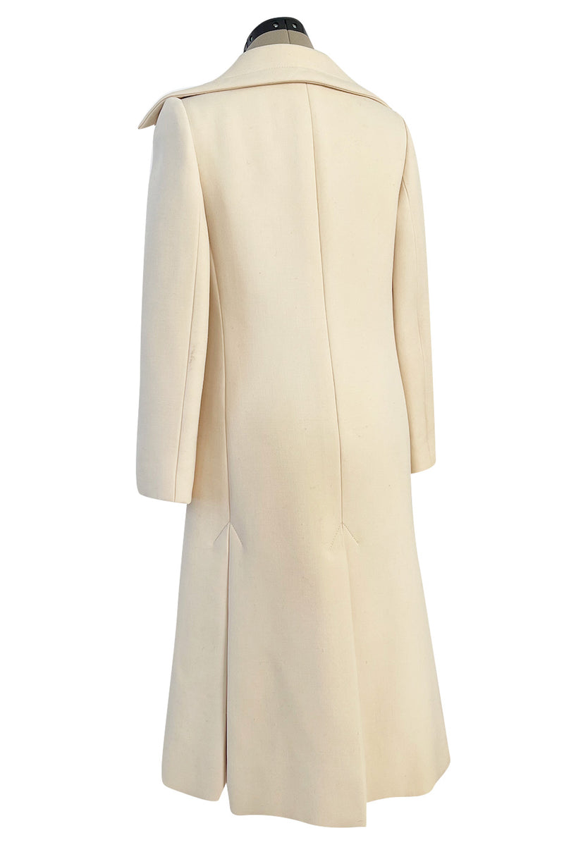 Fabulous 1960s Galanos Ivory Wool Tailored Coat w Front Pocket Detail ...