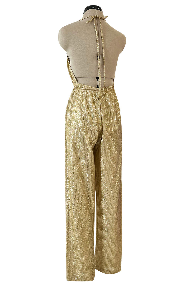 halston gold jumpsuit