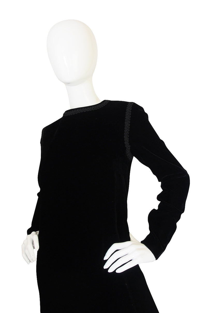 1970s Black Velvet & Braid Yves Saint Laurent Dress – Shrimpton Couture