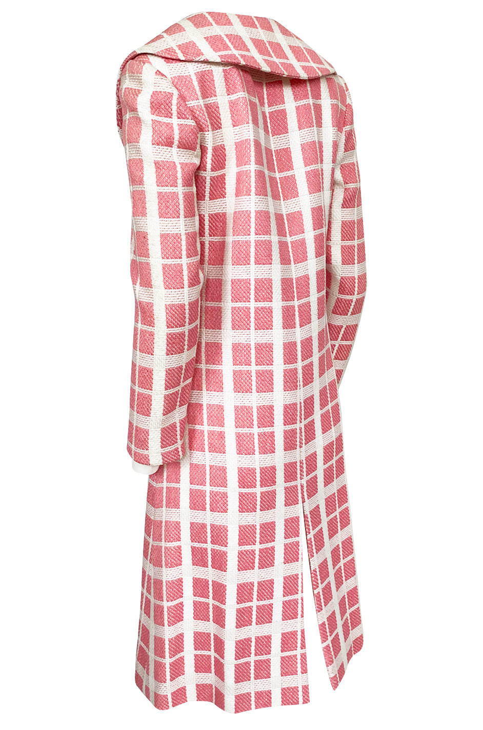 1960s Pierre Cardin Pink & White Check Woven Wool Fabric Spring Coat ...