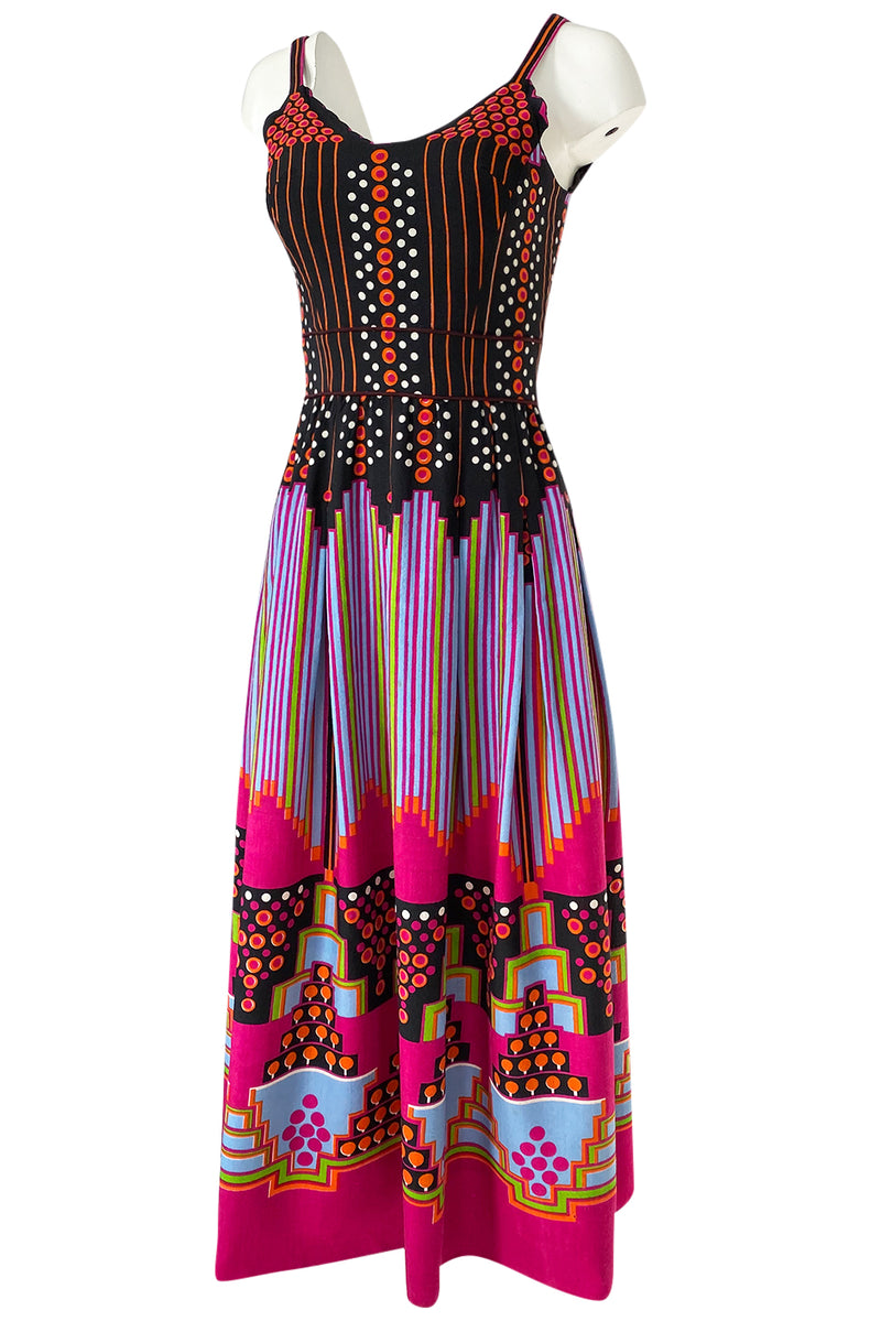 c.1974 Lanvin by Jules-Francois Crahay Pretty Printed Dress w Scarf ...