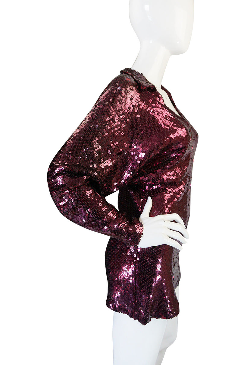1970s Halston Burgundy Sequin Tunic or Mini Dress – Shrimpton Couture