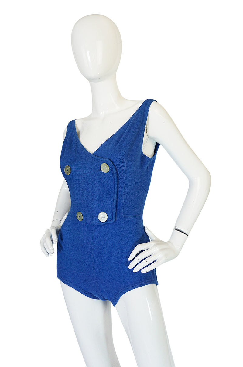 Documented 1953 Rudi Gernreich Blue Knit Bathing Suit – Shrimpton Couture
