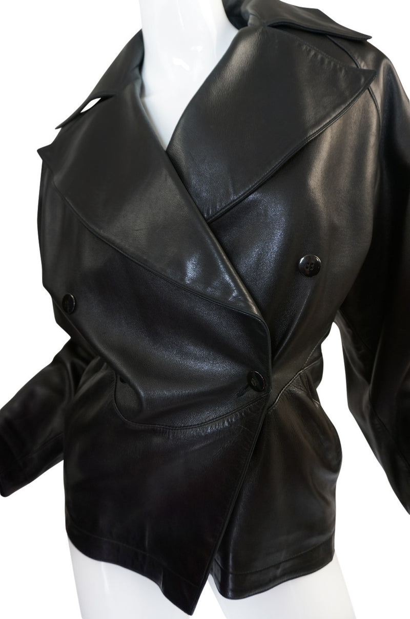 1980s Azzedine Alaia Fitted Black Leather Biker Jacket – Shrimpton Couture