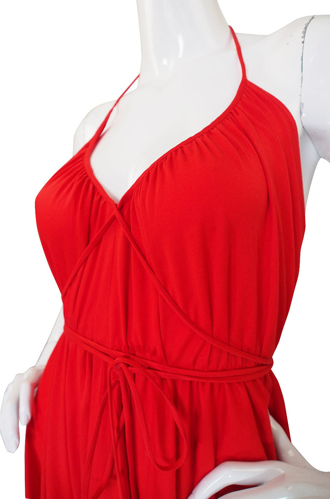 1978 Collection Rare Backless Red Halston Dress | shrimptoncouture.com