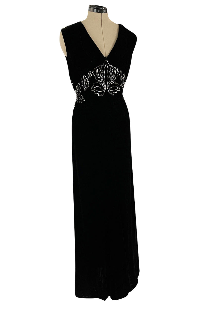Rare 1920s 1930s Unlabeled Silk Velvet Dress w Rhinestones & Matching ...