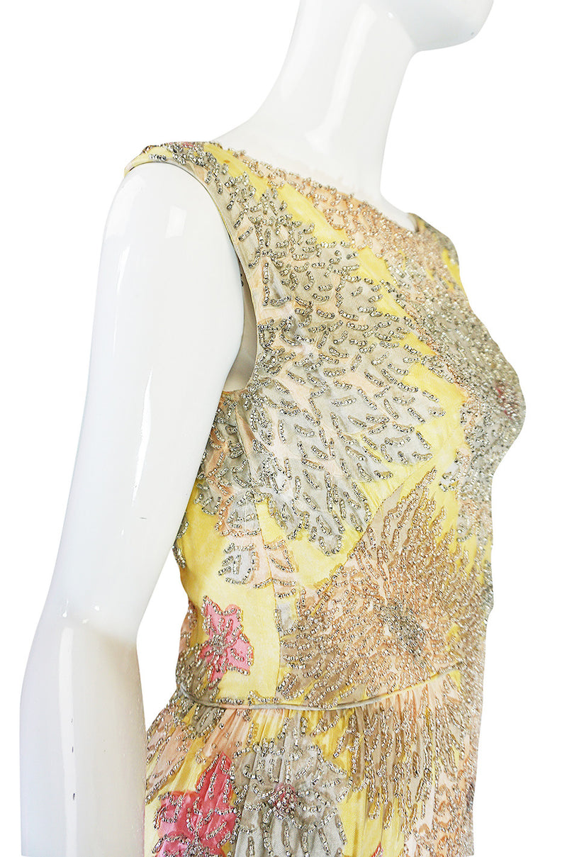 1960s Densely Beaded Malcolm Starr Floral Silk Dress – Shrimpton Couture
