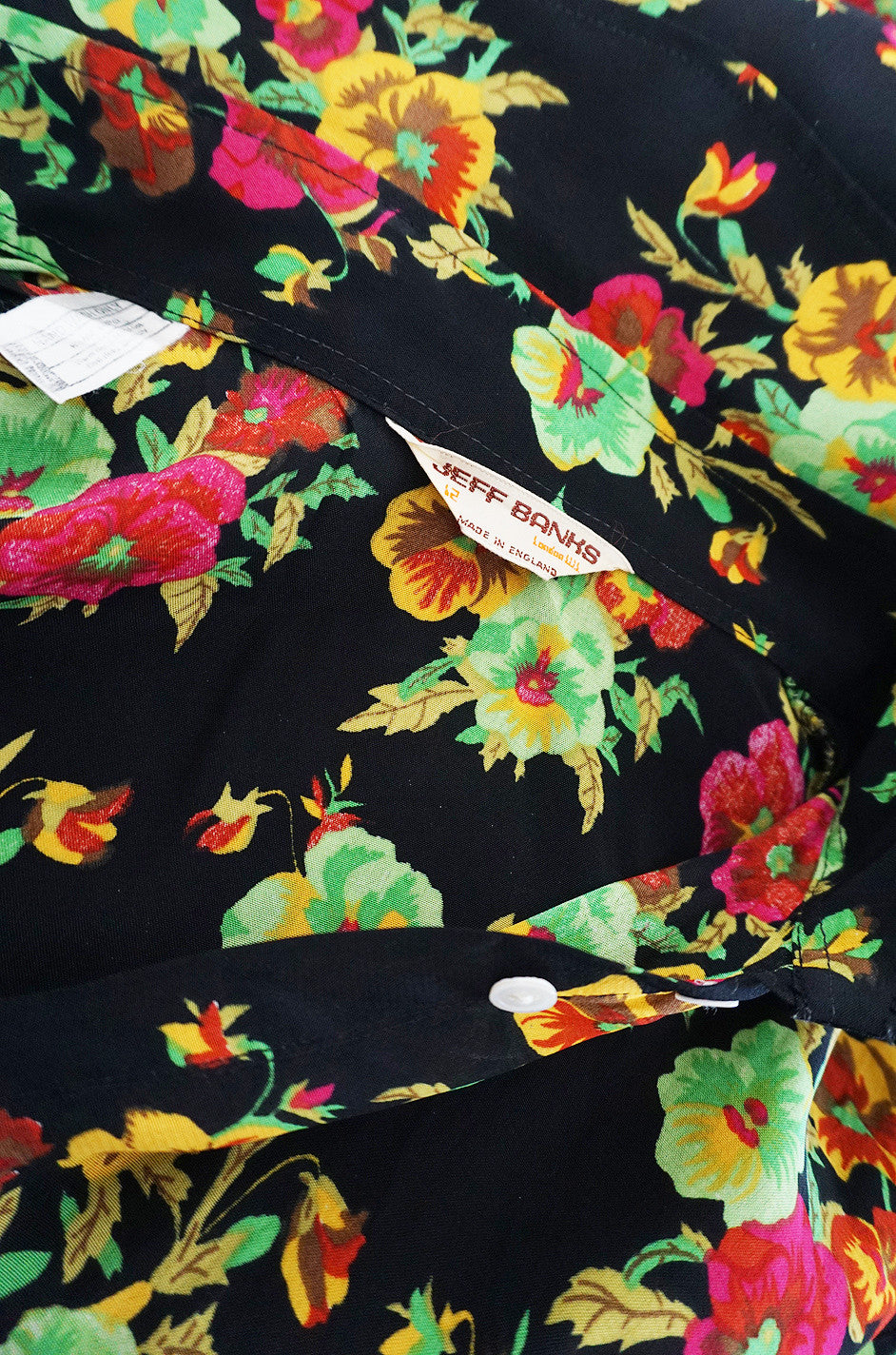 1960s Rare Bright Floral Silk Jeff Banks Button Shirt ...