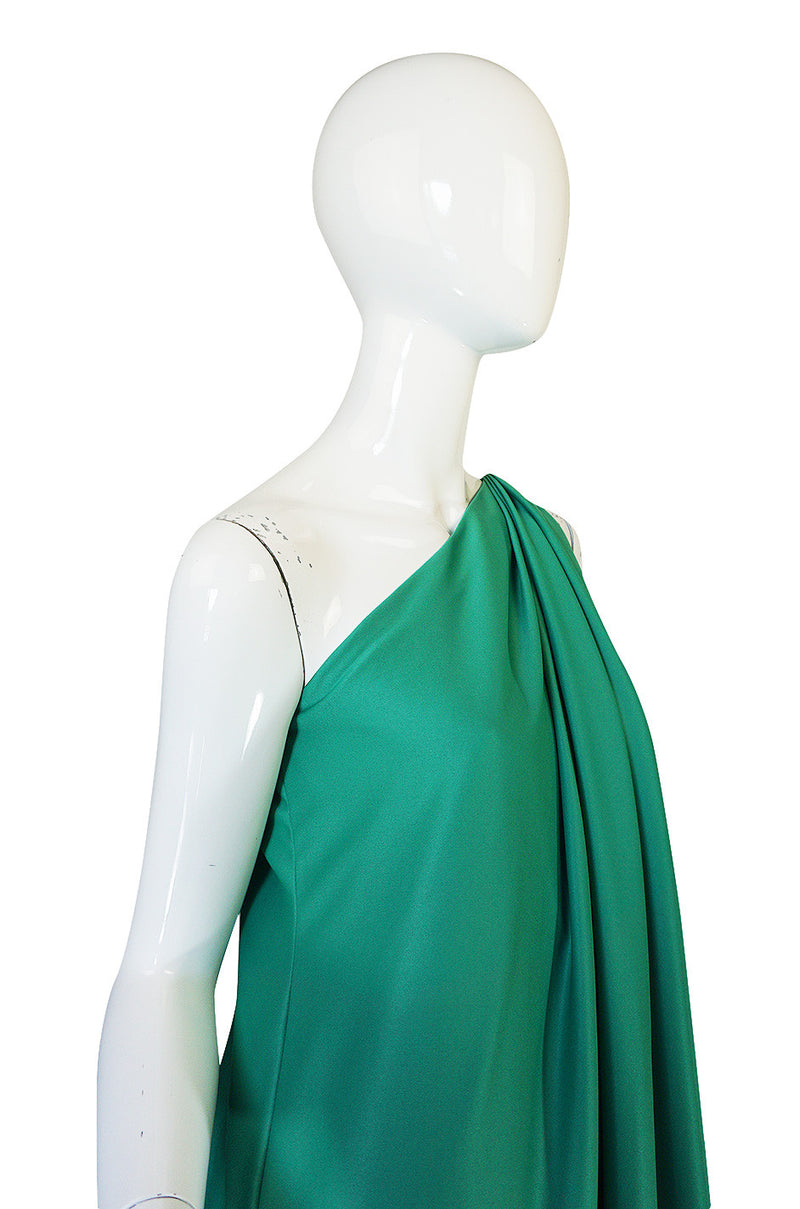 1970s Halston One Shoulder Jersey Green Dress – Shrimpton Couture