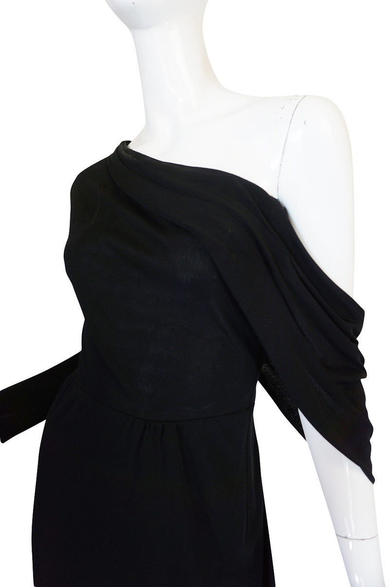 1970s One Shoulder Black Jersey John Anthony Dress – Shrimpton Couture