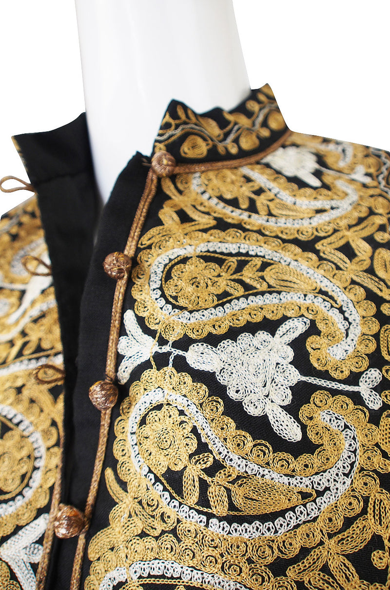 1970s Embroidered Gold & Black Caftan – Shrimpton Couture