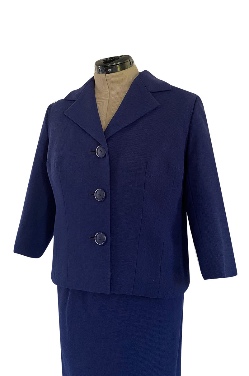 Spring 1960 Pierre Balmain Haute Couture Deep Blue Skirt Suit w Swing ...