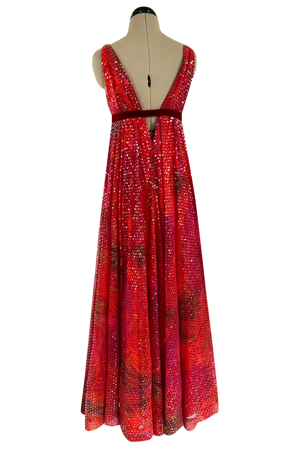 Spectacular 1960s William Travilla Plunging Sequin Covered Couture Sil ...