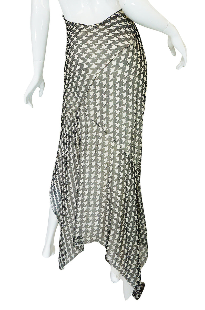 Early 2000s Galliano for Dior Check Silk Chiffon Bias Cut Dress ...