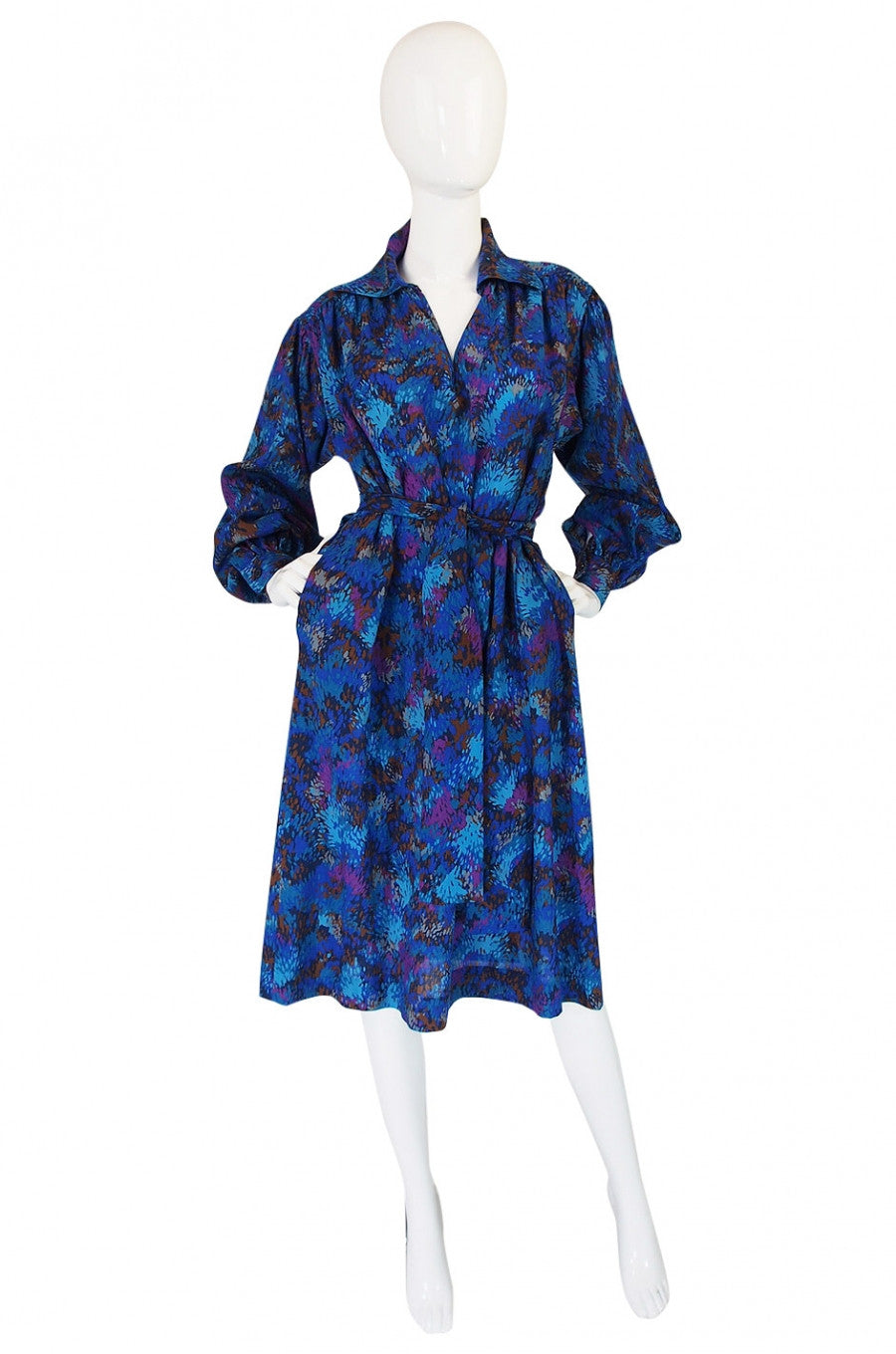 1970s Yves Saint Laurent Challis Blue Dress – Shrimpton Couture