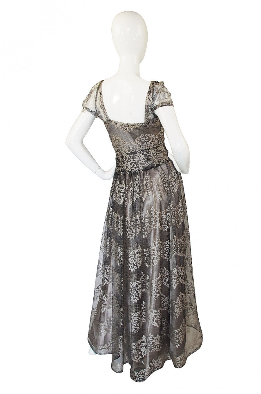 1940s Stunning Silver Lace & Net Gown – Shrimpton Couture