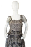 1940s Stunning Silver Lace & Net Gown | shrimptoncouture.com