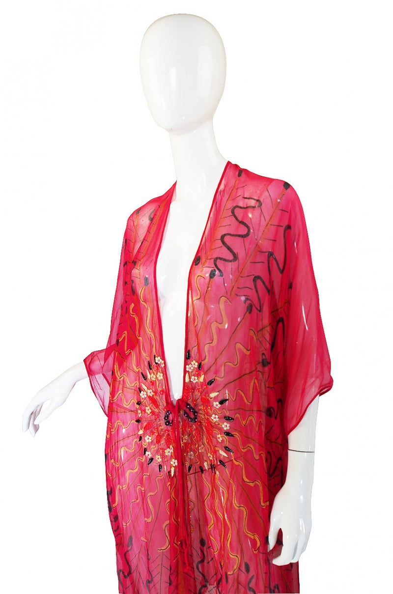 1978 Book Piece Zandra Rhodes Mexican Fan Caftan – Shrimpton Couture