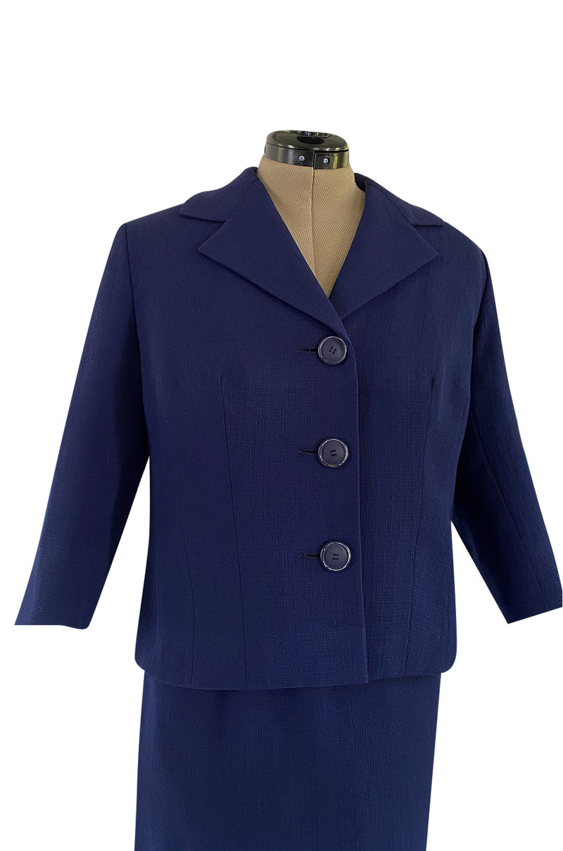 Spring 1960 Pierre Balmain Haute Couture Deep Blue Skirt Suit w Swing ...