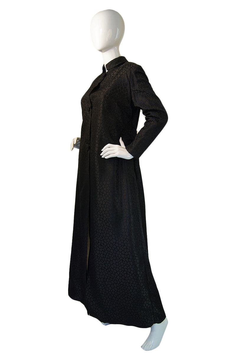1960s Black Silk Brocade Maxi Coat – Shrimpton Couture