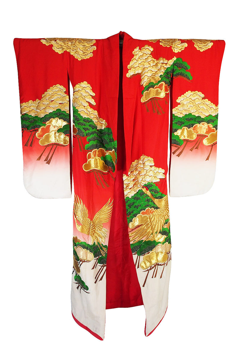 1950s Embroidered Crane Uchikake Wedding Kimono Shrimpton Couture