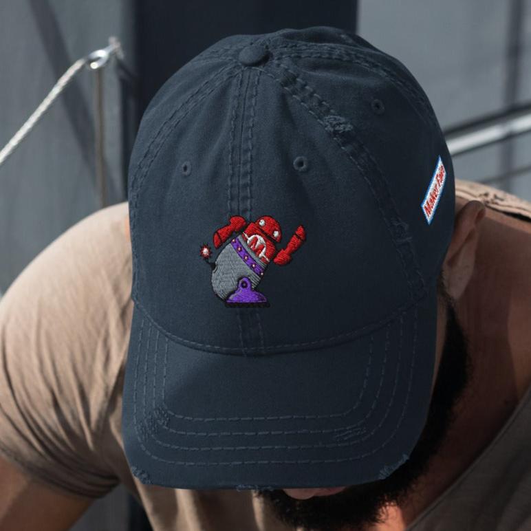 distressed dad hat navy front 674f49a997c38