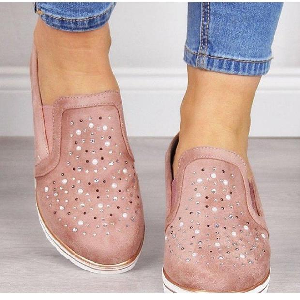 denim and rhinestone shoes