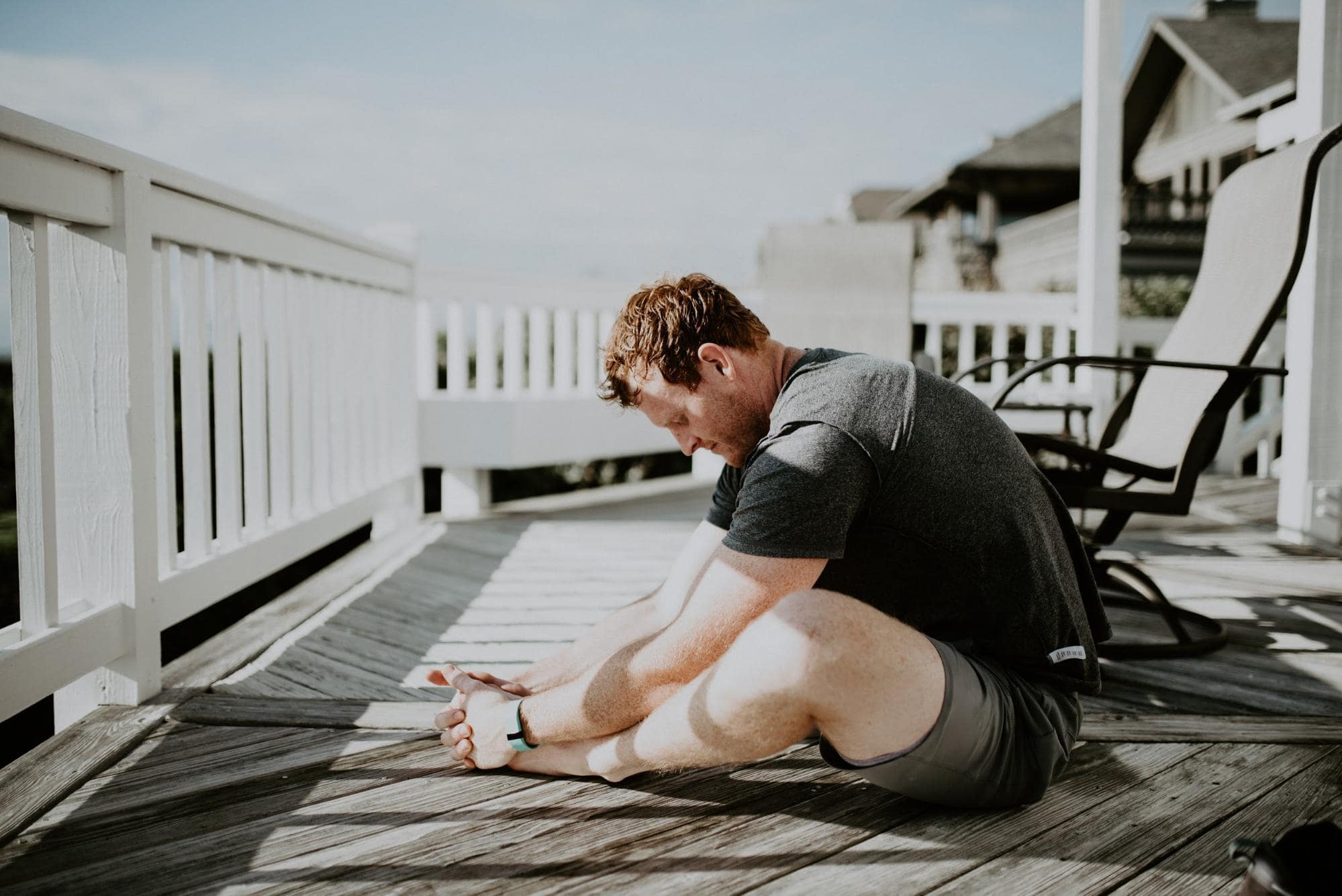 man stretching