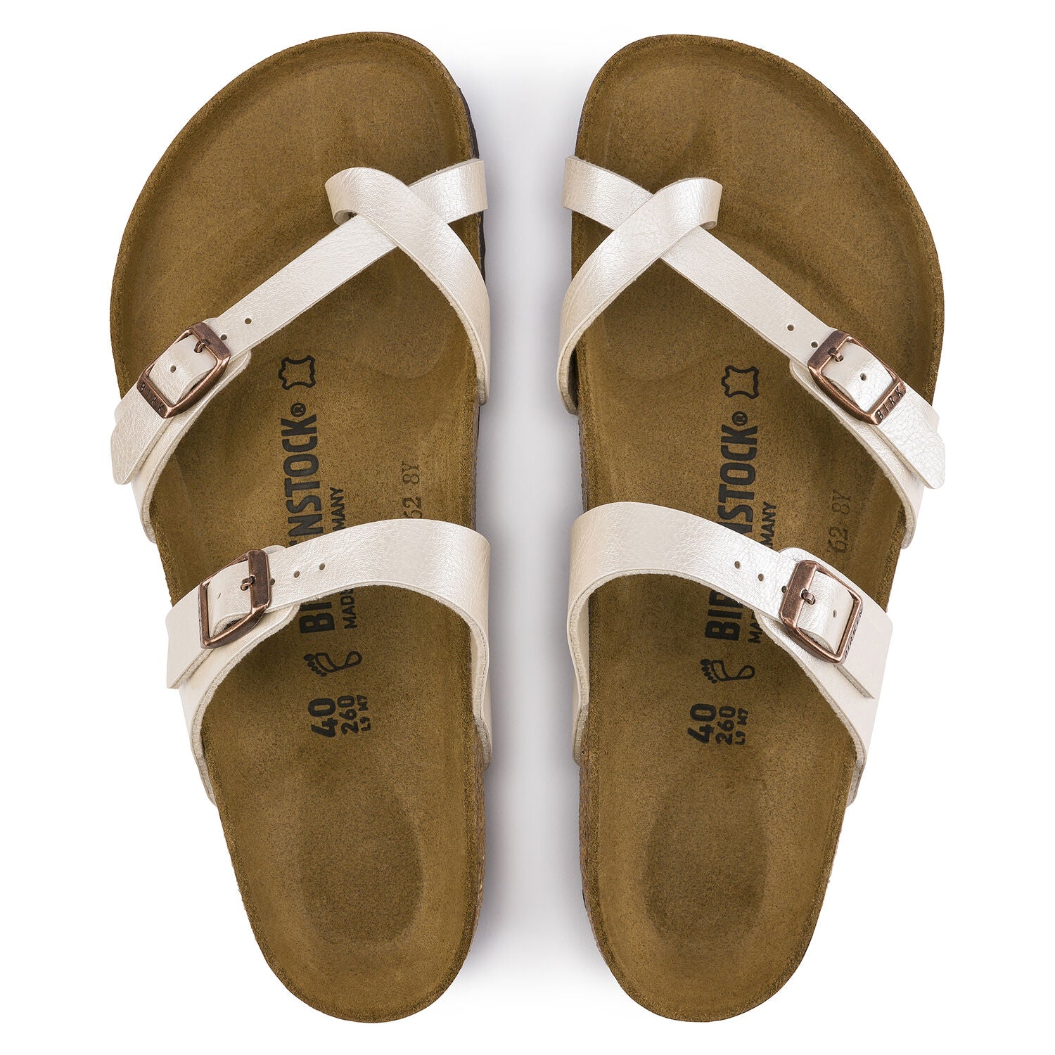 pearl white birkenstocks mayari