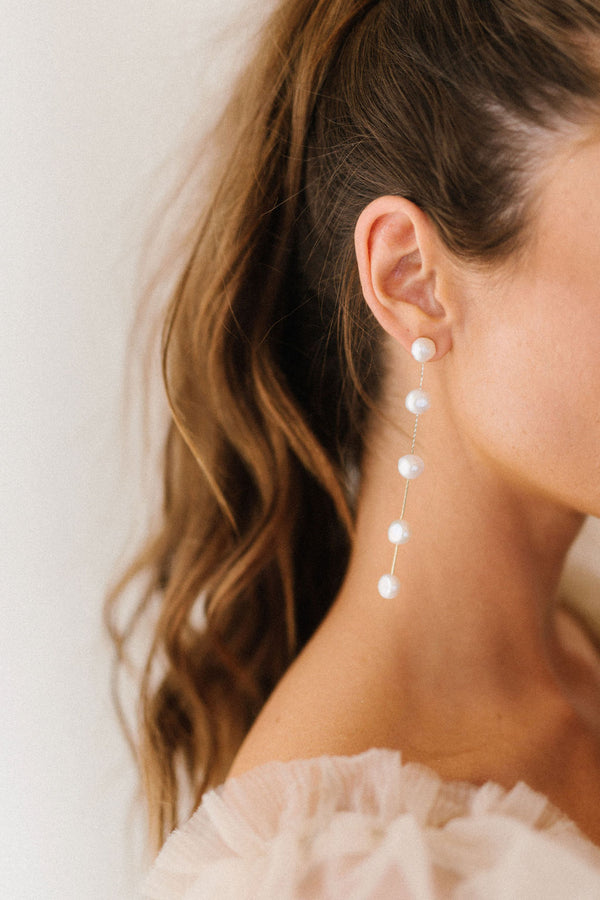 Gwen - Long Pearl Drop Earrings – Acute Designs