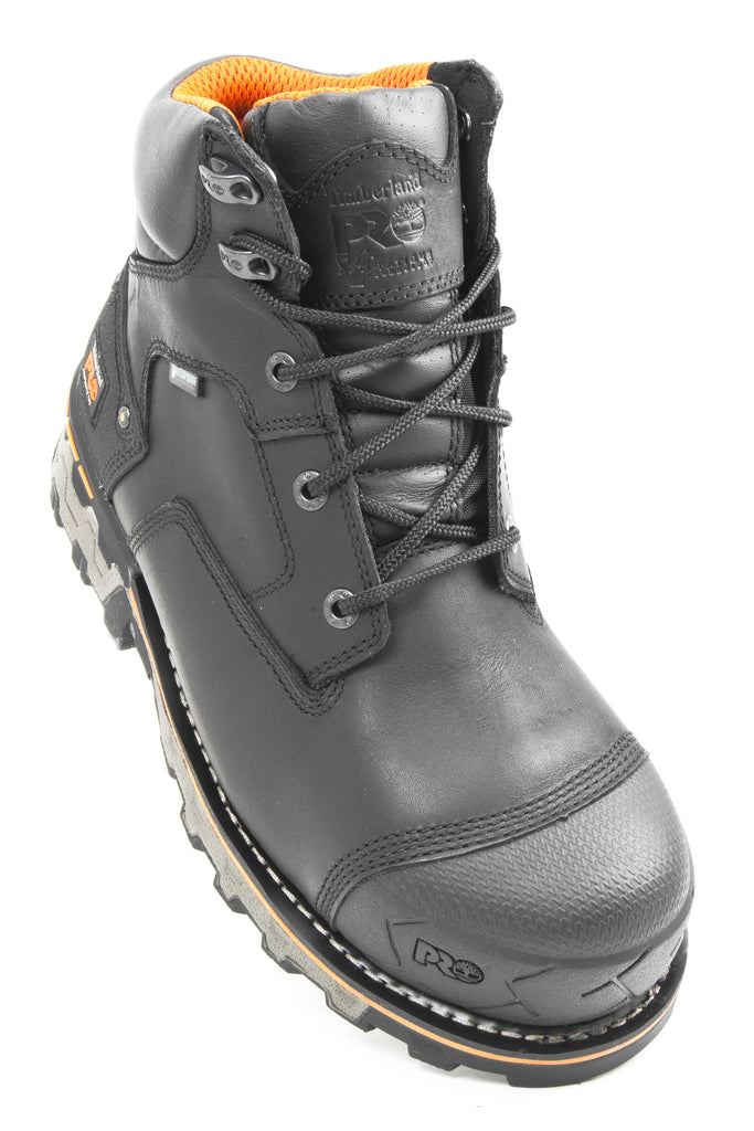 timberland black leather waterproof work boots