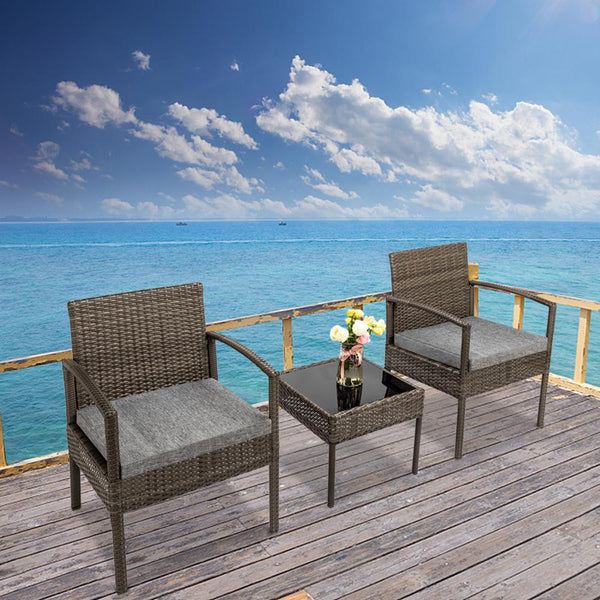 3 Piece Patio Furniture Set Wicker Rattan Outdoor Patio