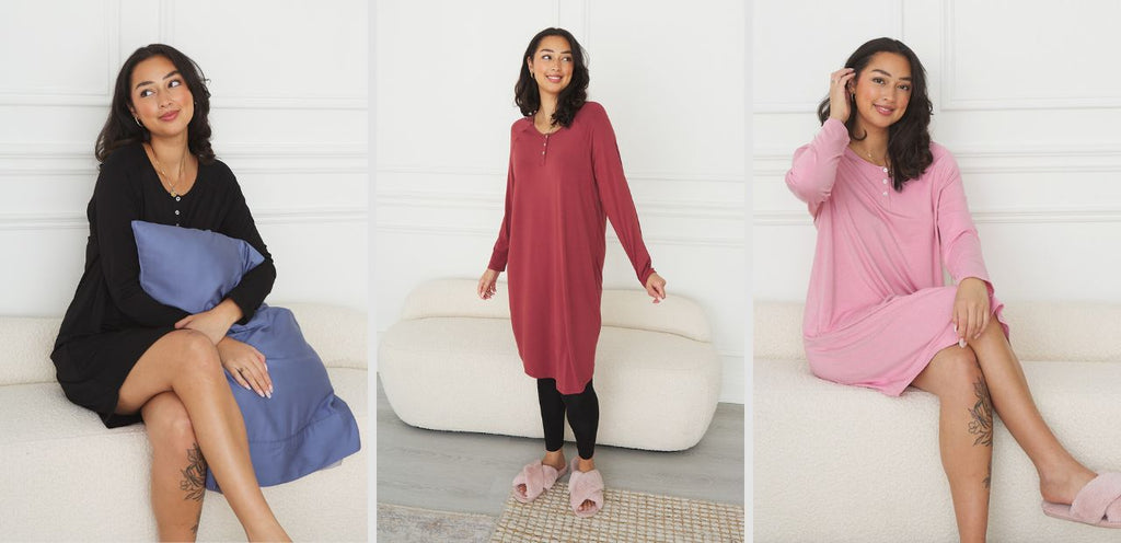 Terrera's Hush Bamboo Sleep Dress is perfect for regulating body temperature while you sleep, and is hypoallergenic, too! Pair it with the Suri Leggings for more coverage and warmth.