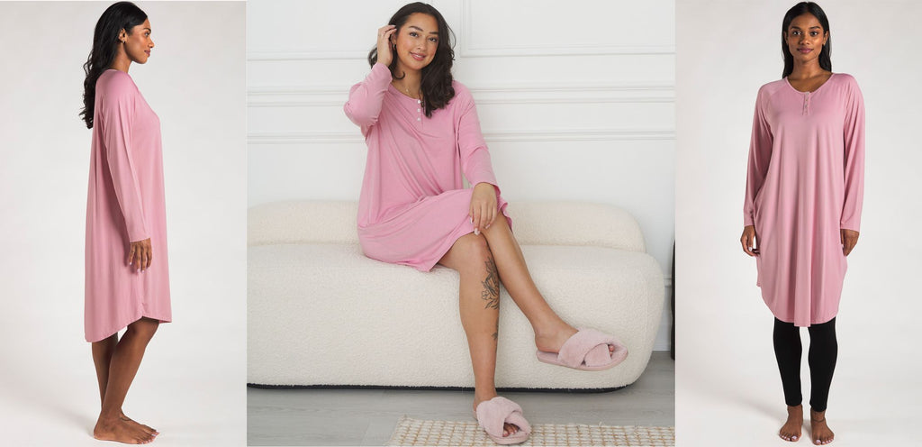 Terrera's Hush Bamboo Sleep Dress in Pink is temperature-regulating and great for a comfy night's sleep!
