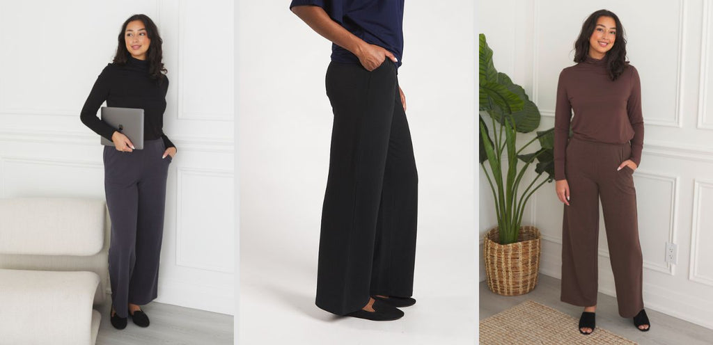 The Samira Wide Leg Bamboo Pant can be styled in many ways and is perfect for lounging or wearing to the office.