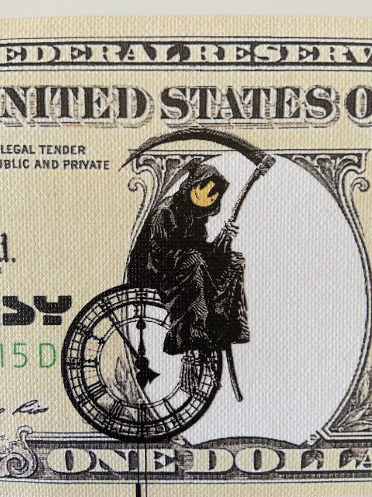 Dismaland x BANKSY - Dismal Dollar Canvas - Grim Reaper