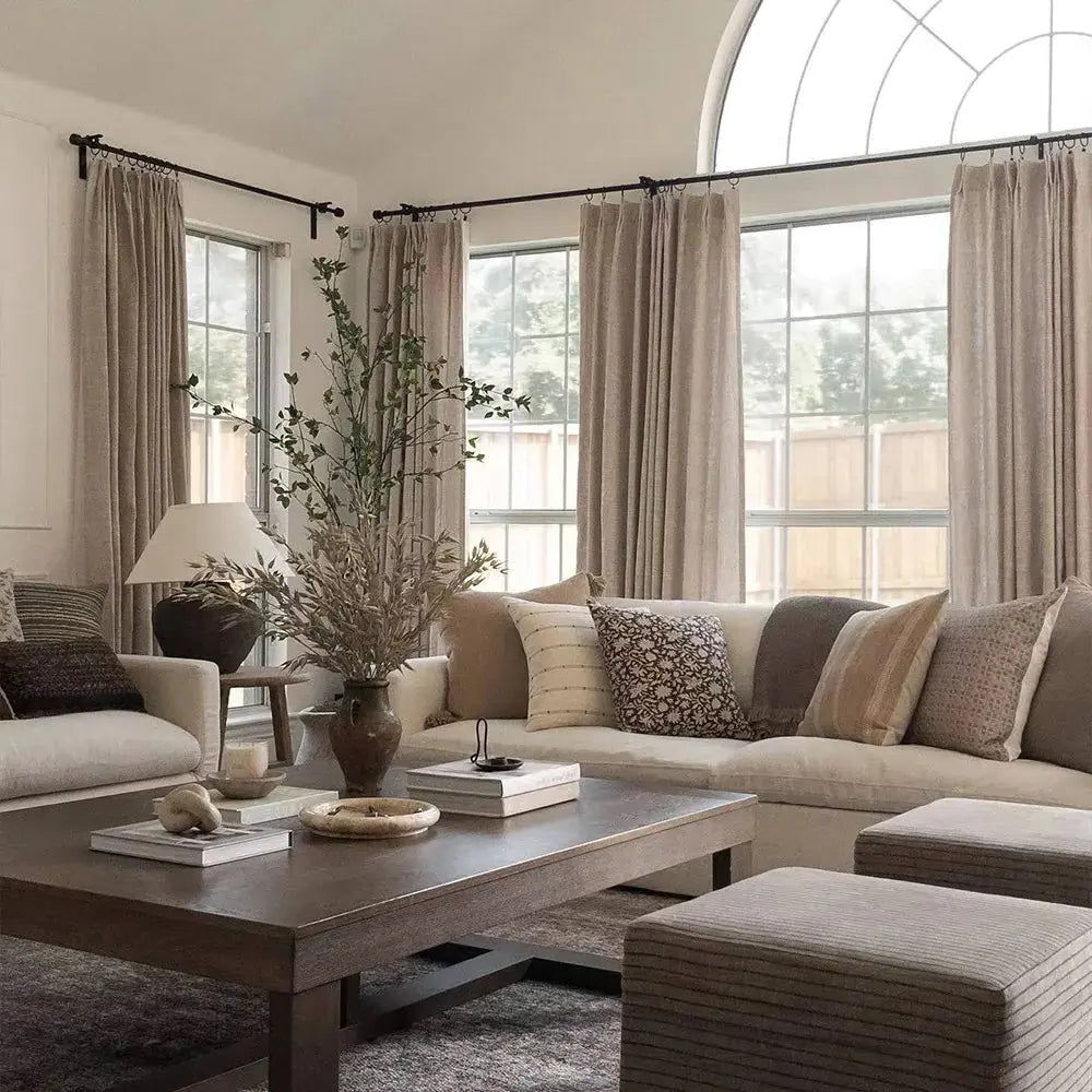 Luxurious Pleated Curtain in Linen Cotton Blend by Jawara